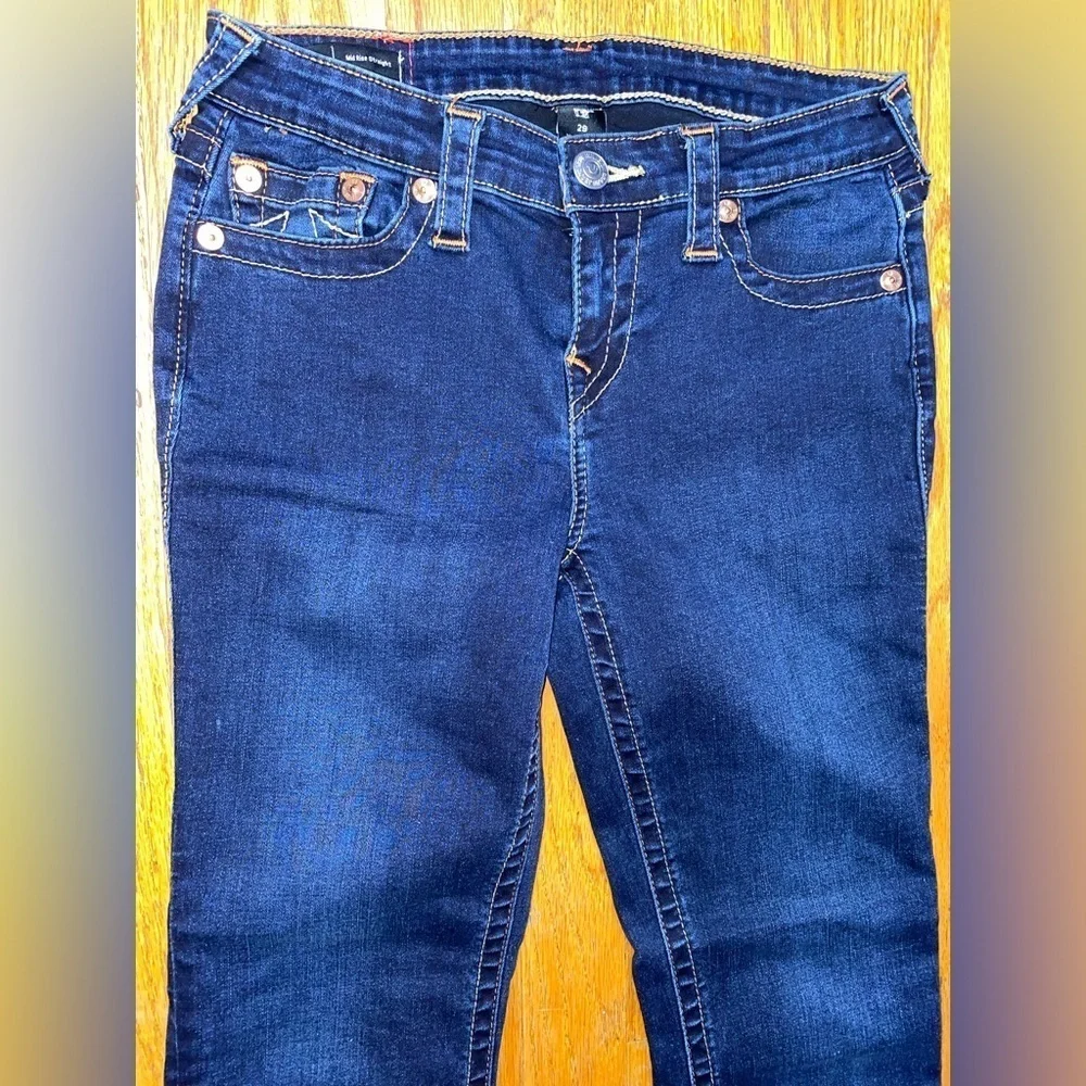 True Religion Billie Mid Rise Straight Leg Jeans, Blue Denim Jean Size 29 - Picture 7 of 12